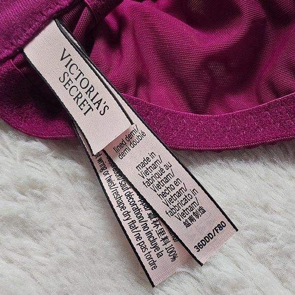Victoria's Secret Dream Angels Lined Demi Eyelash Lace and Velvet Bra 36DDD NWT - Picture 7 of 9